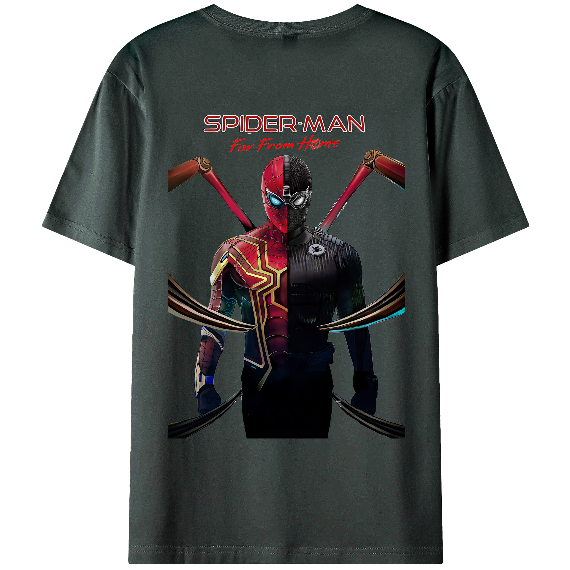 （画像用） Spider Man スパイダーマン 綿100％ メンズ半袖Tシャツ（バックプリント） 通気性